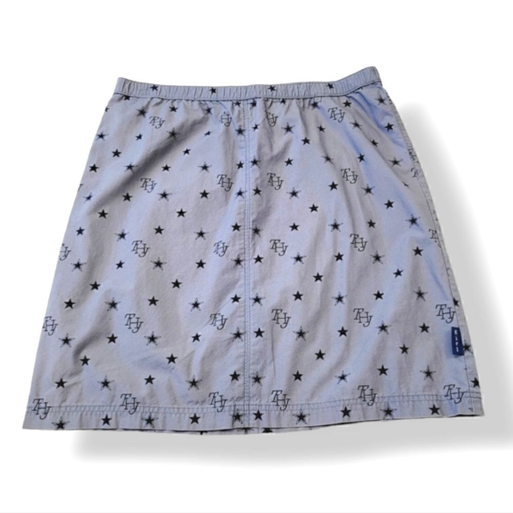 Vintage 90's Tommy Hilfiger Jeans Woven Cotton Navy Stars Mini Skirt Size 11/31